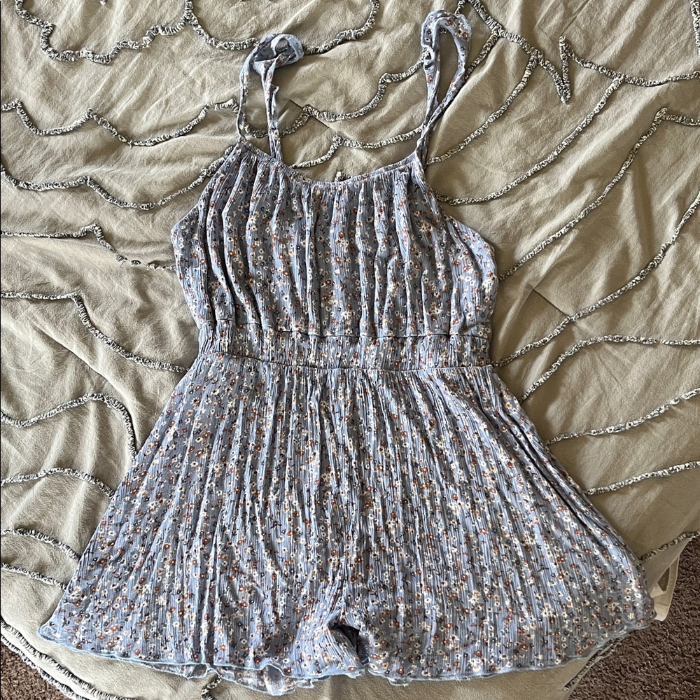 Altar’d State Light Blue Floral Pleated Romper